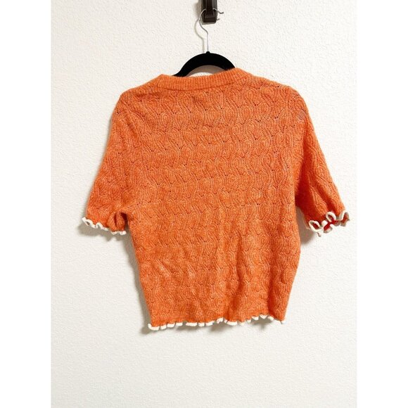 Rua Carlota Womens Spiral Tee Patchwork Ruffle Trim Handmade Short Sleeve Size M - Picture 2 of 3